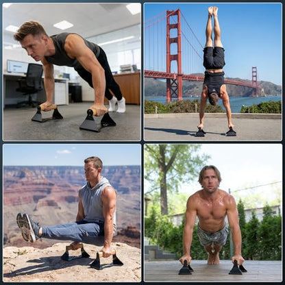 Rocalt Push Up Bars with Wooden Handles, Heavy Duty Steel Parallettes Push Up Handles, Anti-Slip Calisthenics Equipment for Home Gym, Wrist-Friendly Strength Training Bars