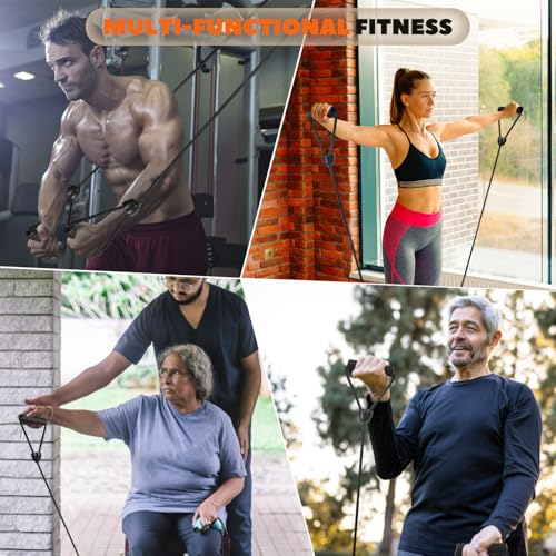 1 Pair Stepper Resistance Bands with Handles & Connecting Strap – Workout & Exercise Bands for Strength Training, Muscle Toning, Home Gym Fitness Equipment