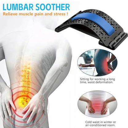 Back Stretcher - 4-Level Adjustable Lumbar Support Board & Back Cracker for Lower Back Pain Relief, Home Office Use (Blue) - color: Blue