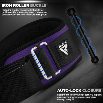 RDX Weight Lifting Belt AUTO LOCK, 6.5” Padded Back Support, Men Women Gym Fitness Strength Training, Bodybuilding Powerlifting Weightlifting Workout, Deadlift Squat, Pro Exercise Equipment