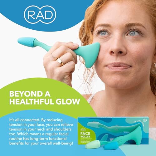 RAD 2-in-1 Face Roller – Textured and Smooth Silicone Roller Head Options - Freezer Safe for Cold Treatment - Wrinkles, Lifting & Lymphatic Drainage – Inspired by Jade Roller and Gua Sha