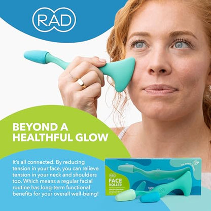 RAD 2-in-1 Face Roller – Textured and Smooth Silicone Roller Head Options - Freezer Safe for Cold Treatment - Wrinkles, Lifting & Lymphatic Drainage – Inspired by Jade Roller and Gua Sha