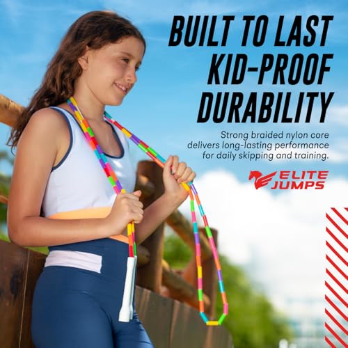 Elite Jumps Beaded Kids Jump Rope, Adjustable - color: Pink/Purple, size: 7ft