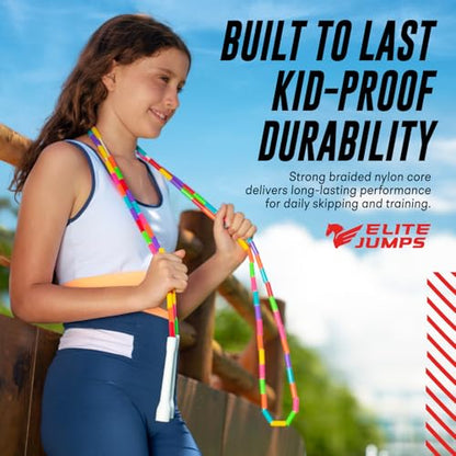 Elite Jumps Beaded Kids Jump Rope, Adjustable - color: Pink/Purple, size: 7ft