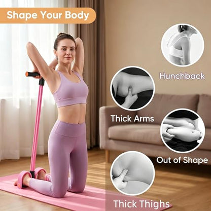 Upgraded Durable 6-Tube Pedal Resistance Strap with Handle, Natural Rubber Fitness Resistance Strap, Multifunctional Fitness Strap, Suitable for Abdominal, Waist, arm, and Leg Shaping Training - color: Pink