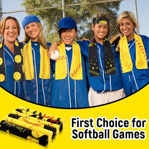 30Pcs Softball Cooling Towels 40 x 12 Inch Softball Towel Microfiber Breathable Chilly Sport Rags Absorbent Sweat Washcloth Sport Team Gifts Workout Ice Towel for Athletes Coach Gym Party Favors - style: Softball