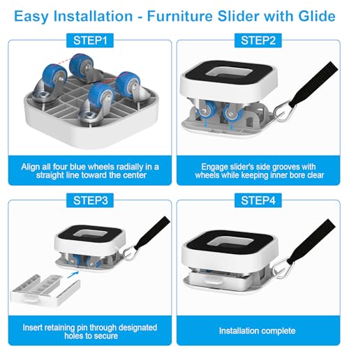 New Upgraded Furniture Sliders for Hard Floors & Carpets, 2-in-1 Furniture Movers with Wheels, Furniture Dolly for Moving Heavy Duty Sofa, Bed, Appliance, Load Capacity Up to 750lb
