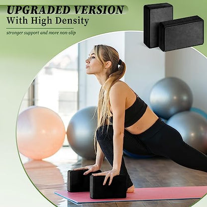 20 Pcs Foam EVA Yoga Blocks - High Density Non Slip Supportive Foam Blocks - Lightweight Black Yoga Bricks - Props for Women, Men, Beginners, Pilates, Meditation