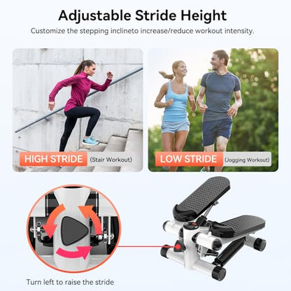 Steppers for Exercise at Home, Mini Stepper with Resistance Bands for Full Body Workout, Portable Stair Stepper for Home, Smooth and Quiet, Stepper Machine with LCD Monitor