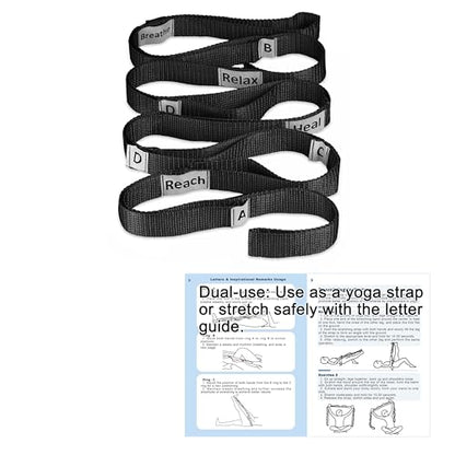 Stretching Strap Yoga Strap with 10 Loops, Non-Elastic Stretch Band for Physical Therapy, Flexibility, Exercise, Pilates, Dance & Gymnastics Workout