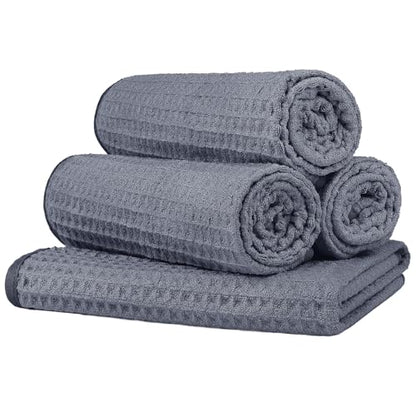 HOMEXCEL 4 Pack Microfiber Gym Towels Grey Fitness Towels Ultra Soft, Highly Absorbent and Quick Dry Towel for Gym, Shower, Hotel, Spa 15 x 25 Inch - color: Grey