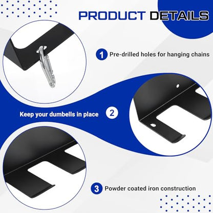 Sintuff Wall Mounted Dumbbell Rack for Home Gym, Heavy Duty Metal Storage Organizer with 6 Slots & Hooks, Space Saving Weight Holder for Dumbbells, Bands, Jump Ropes & Workout Accessories