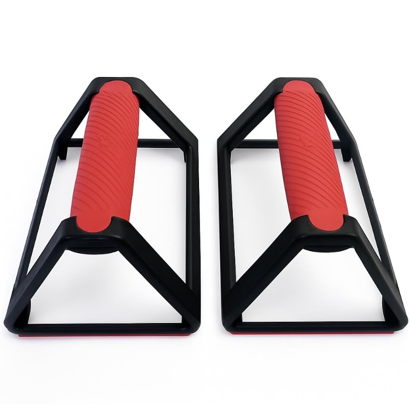 Summit Grips Premium Push-Up Handles for Strength Training, Stackable, Wrist-Friendly, Ergonomic Grip for Home Gym Workouts - color: Red