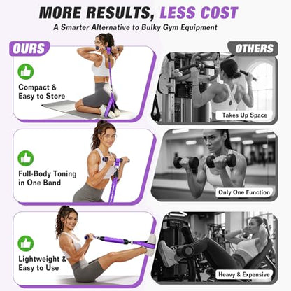 WOQQW Multifunction Pedal Resistance Band with Handle, Upgraded 3 Tube Adjustable Foot Resistance Bands for Core, Arm, Legs, Body Puller Trainer - Sit Up Exercise Equipment for Women Men