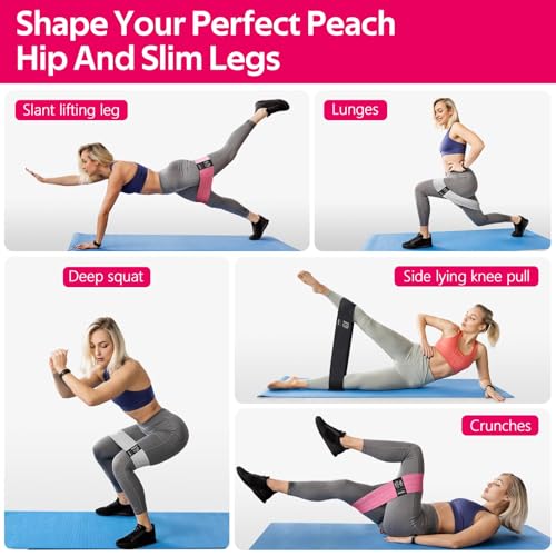 Fabric Resistance Bands for Working Out, Exercise Bands for Glutes and Legs - color: 3.Grey,Pink,Black