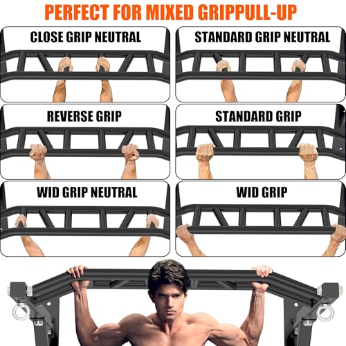 Upgrade Pull Up Bar Wall Mounted,Heavy Duty Multi Grip Chin Up Bar for Strength Training, 600 lbs Capacity, Durable Steel Construction, Perfect for Home and Garage Workouts - color: Multi-Grip