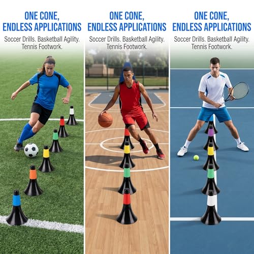 ZEAYEA 8 Pcs Agility Training Sport Cone, 9 Inches Soccer Cones with Carry Bag, Basketball Training Cones for Soccer Football Basketball Speed Grab Drills and Training