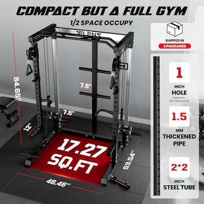 C21 Power Cage, 2000LBS Multi-Function Power Rack with Independent Dual Pulley System, All-in-One Squat Rack for Cable Crossover, Home Gym Workout Machine