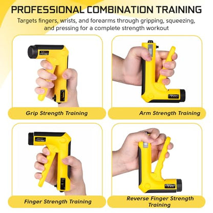 Hand Grip Strength Trainer Kit - Hand Gripper Strengthener 6 Pack with 2 Adjustable Resistance with 2 Finger Stretchers Finger Exerciser Forearm Workout Ring Exercise Equipment Yellow and Black