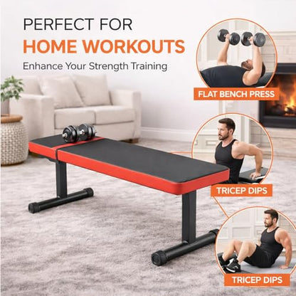 Flat Weight Bench for Home Gym 618 LB Foldable Adjustable Workout Bench Dumbbell Bench Press Exercise Bench for Strength Training & Sit Ups Black
