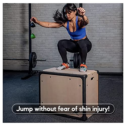 Plyometric Box 3 in 1 Protective Foam and Non Slip Wood plyo Box for Jump Training and Conditioning, Protect Your Shins from Injury!
