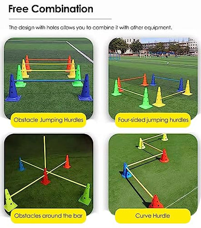 YXXSDP Professional Hurdle Cone Set, Adjustable Training Cones and Agility Poles, Multi-Sports Practice Equipment for Kids Pets Adult - color: Round Cones+1m Pole