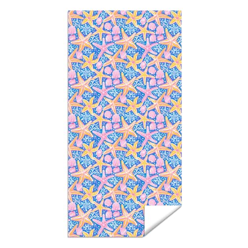 Microfiber Beach Towel Sand Free Quick Dry Oversized Vibrant Marine Life Starfish Seashell Design Soft Absorbent Lightweight for Adults Pool Travel Swimming Bath 71 x 32 Inches 1 Pcs - color: Starfish