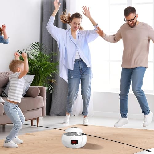Hands-Free Smart Jump Rope Machine, Automatic Floor Jump Rope for Kids & Adults, 10 Speed Levels, LCD Counter, Remote Control, Rechargeable Indoor Cardio Fitness Trainer for Family & Home