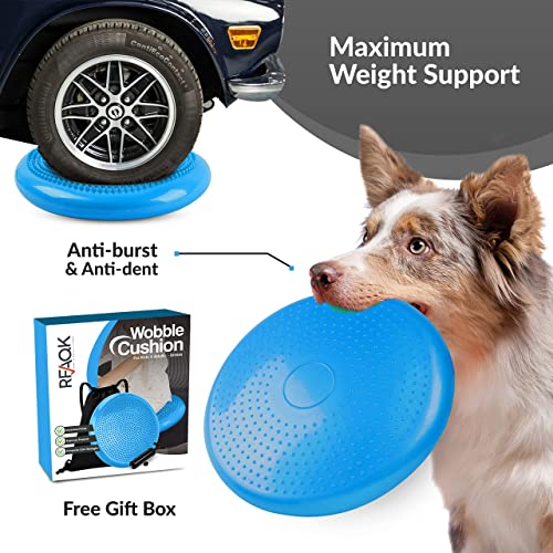 RFAQK Inflated Air Stability Wobble Cushion - Wiggle Seat to Improve Sitting Posture & Attention, Stability Balance Disc for Physical Therapy Exercise [Extra Thick, Pump, Bag, E-Book Included]