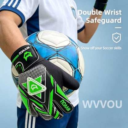 Goalkeeper Gloves for Kids Youth, Soccer Goalie Gloves with Double Protection, Anti-Slip Soccer Gloves, Super Grip