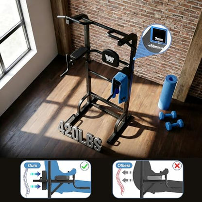 BARWING Power Tower Pull Up Bar Station Adjustable Height Dip Bar Station for Home Gym Strength Training Workout Equipment 550LBS