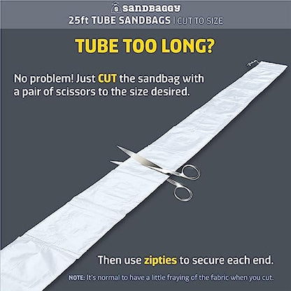 Sandbaggy 25 Ft Empty Tube Sandbags w/UV Protection | Builds Earthbag Homes Faster | Protects Homes & Businesses from Flooding | Military Grade | Can Be Filled with Gravel or Sand (5 Tube Bags) - size: 1 Count (Pack of 5)