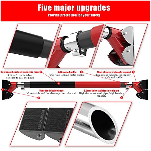 Pull Up Bar No Screw Installation Doorway Adjustable Chin Up Bar Fits Indoor Fitness Workout Stretch,with Safety Buckle&Comfortable Handle Not Hurt The Wall,Maximum Load 500Kg