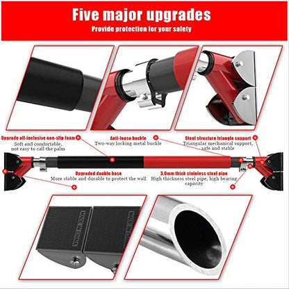 Pull Up Bar No Screw Installation Doorway Adjustable Chin Up Bar Fits Indoor Fitness Workout Stretch,with Safety Buckle&Comfortable Handle Not Hurt The Wall,Maximum Load 500Kg