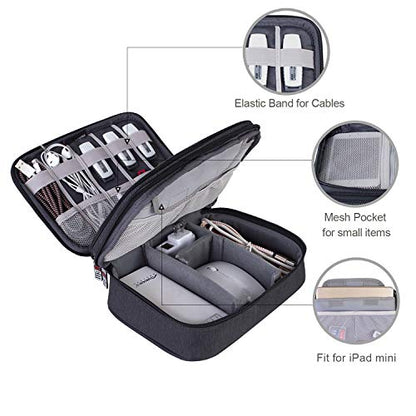 BUBM Electronic Organizer, Double Layer Travel Gadget Carry Bag for Cables, Plugs, Earphone, Flash Hard Drive and More--a Sleeve Pouch for iPad Mini(Medium, Black) - size: Medium- For 7.9" iPad Mini