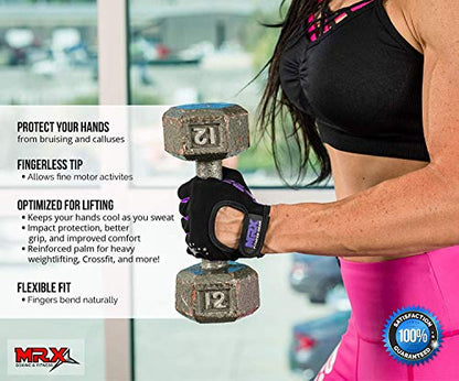 MRX Ladies Weight Lifting Gloves Women Fitness Training Exercise Glove Anti Slip Padded Shock-Absorbing Extra Grip Crossfit Multi Colors