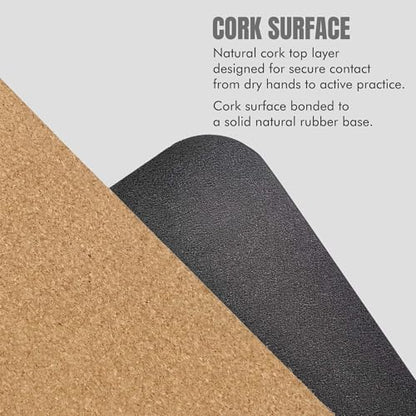 Yoga Mat Natural Cork, Non Slip Yoga Mat for Hot Yoga & Workout, 4mm Thick Natural Rubber Base, 72” x 24” Exercise Mat for Pilates, Fitness & Daily Practice, REACH Tested (SVHC Free), Includes Carry Strap