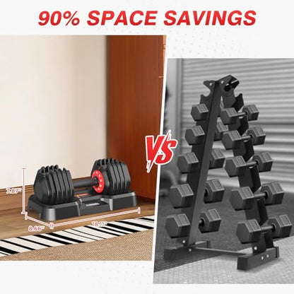 Adjustable Dumbbells Set, All in One Free Weights Dumbbells Set, 25/55/52.5lbs Weights Set with Anti-Slip Handle, 1 Sec Adjust Exercise & Fitness Equipment for Home Gym Strength Training