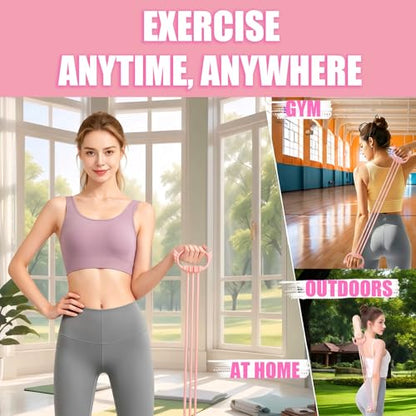 Figure 8 Resistance Bands with Handles, 6 Tube Adjustable Resistance Bands for Arms Back Exercise, Arm Bands for Workout, Strength Training & Full Body Fitness
