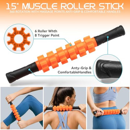 Krightlink 5-in-1 18" Foam Roller Set for Deep Muscle Massage - color: Orange-18"(5 in 1)