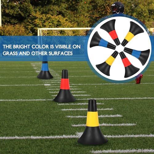 6pcs Soccer Training Cones Agility Hurdles Road Obstacle Markers 23cm Sturdy Football Sports Safety Cones for Outdoor Soccer Practice