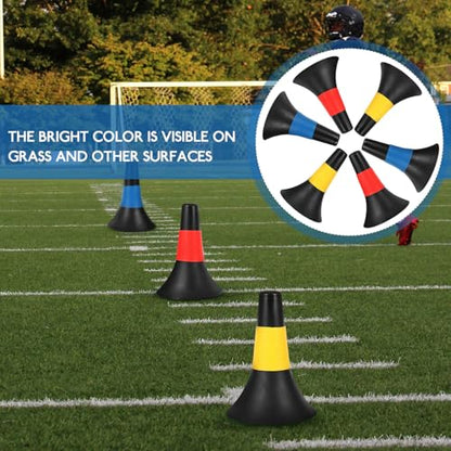 6pcs Soccer Training Cones Agility Hurdles Road Obstacle Markers 23cm Sturdy Football Sports Safety Cones for Outdoor Soccer Practice