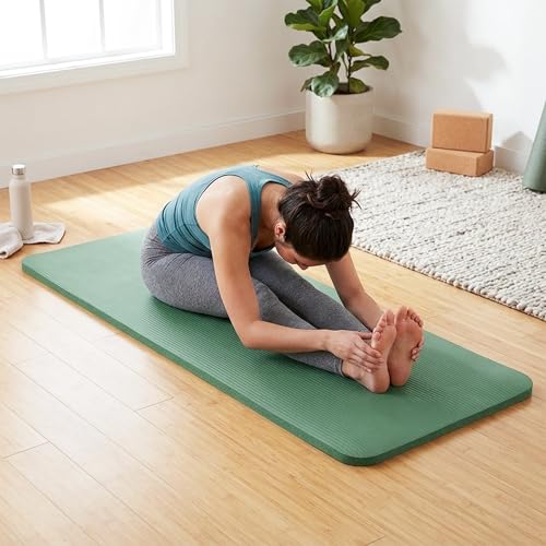 BalanceFrom Yoga Mat, 1-Inch Extra Thick High Density Exercise Mat, Anti-Tear Exercise Yoga Mat with Carrying Strap, Suitable for Various Yoga Exercises, Multiple Colors