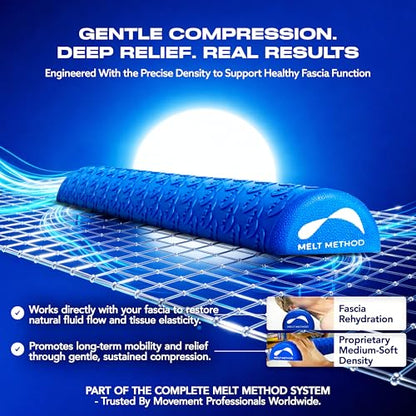 MELT Method 36 Inch Half Foam Roller for Back w/FasciaTherapy Technology - Low Density Soft Foam Roller for Physical Therapy - Half Round & Soft - Great for Pilates & Gentle Muscle Recovery