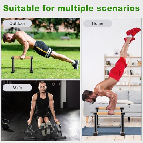 Dolibest Push Up Bar, 12'' High Parallettes Bars with 8 Rubber Feet & Foam Handle, Dip Bars with Stable Triangle Base for Calisthenics, Handstand, Gym & Home Exercise, Easy Assembly (600LB)