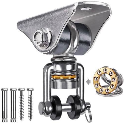 SELEWARE Anti-Squeaking Swing Hanger Stainless Steel Swing Hook Bearing Inside Free Swivel Ceiling Mount Bracket for Hammock Chair Toddler Swing Yoga Swing Punching Bag - color: Silver ( 1 Pack 360° Bearing Swing Hanger )