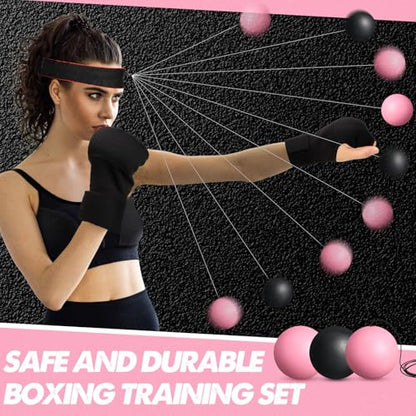 Boxing Reflex Balls Set 3 Different Balls Adjustable Headband Boxing Gloves Gift Men Teen for Punching Speed Hand Eye Coordination Training Boxing Equipment
