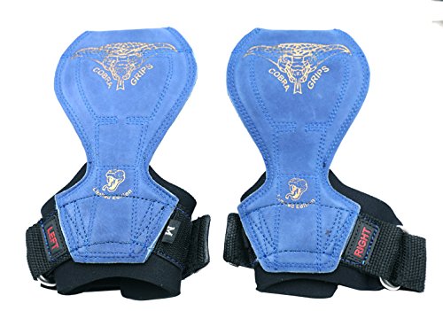 Cobra Grips Flex Model Weight Lifting Gloves Heavy Duty Straps Alternative Power Lifting Hooks for Deadlifts with Padded Wrist Wrap Support Bodybuilding - color: Blue Rubber, size: Medium