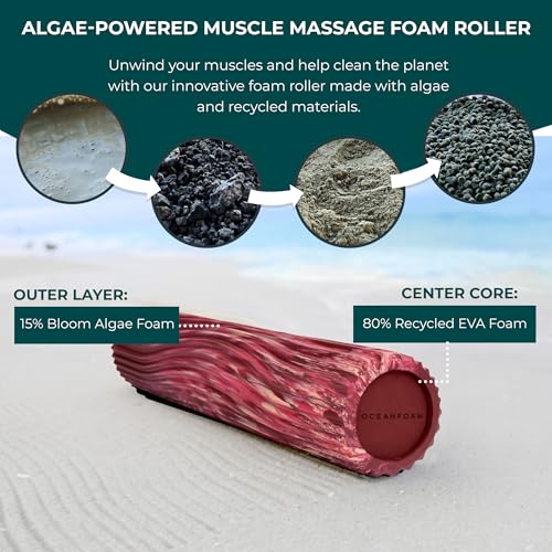 Tidal Roller - Maroon, Blush & Hot Pink Marbled - Muscle Massage Foam Roller for Back Pain & Stretching - Firm & Ergonomic Wide Wave Textured - Yoga & Athletics - Full Size, 20" x 5" - color: Maroon,blush & Hot Pink Marbled