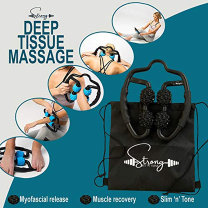 Foam Roller Deep Tissue Massager | Myofascial Massage Tools with Drawstring Gym Bag | Muscle Roller for Legs | Fit Roller Pro, High Density Foam Trigger Point Leg Circulation Massager